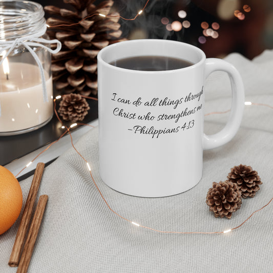 Inspirational Christian Mug with Quote & Cross Design - 11oz