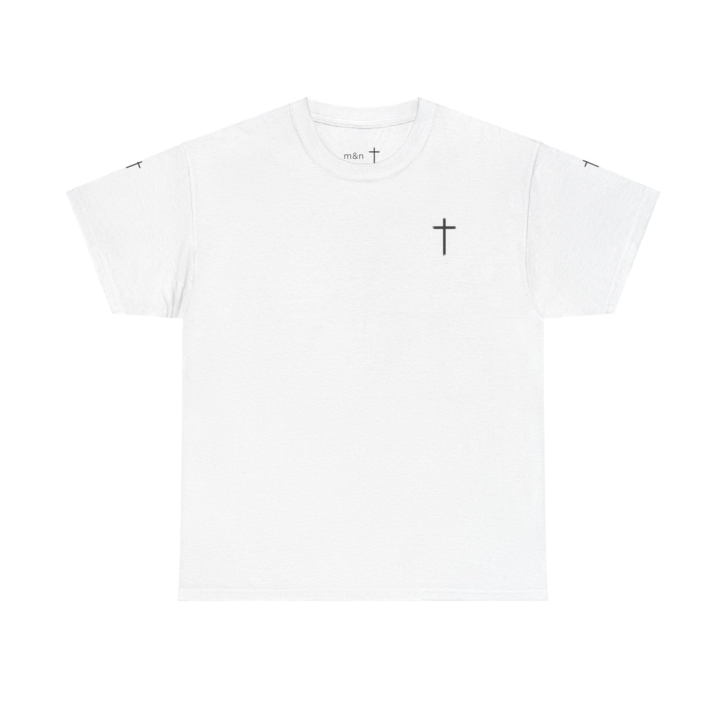 Unisex Heavy Cotton Tee - Minimalist Cross Design