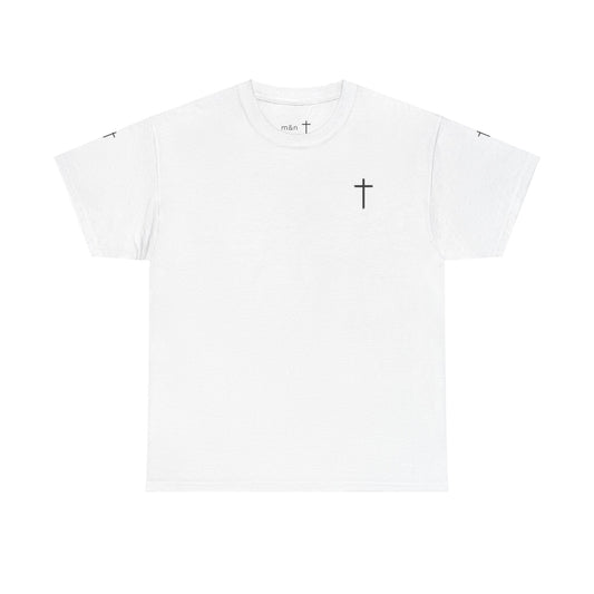 Unisex Heavy Cotton Tee - Minimalist Cross Design