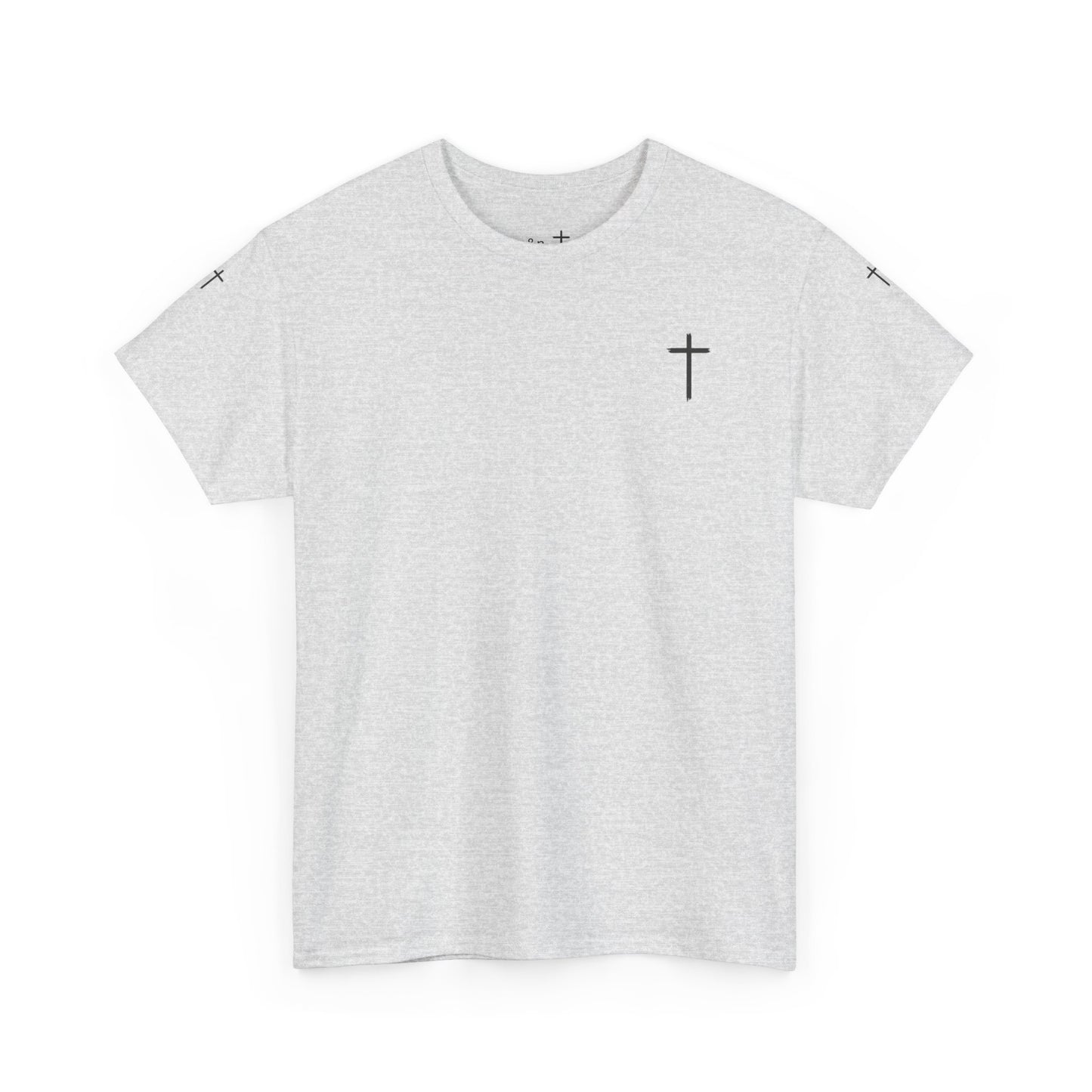 Unisex Heavy Cotton Tee - Minimalist Cross Design