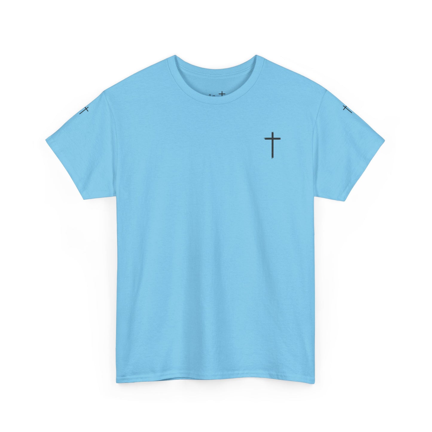 Unisex Heavy Cotton Tee - Minimalist Cross Design