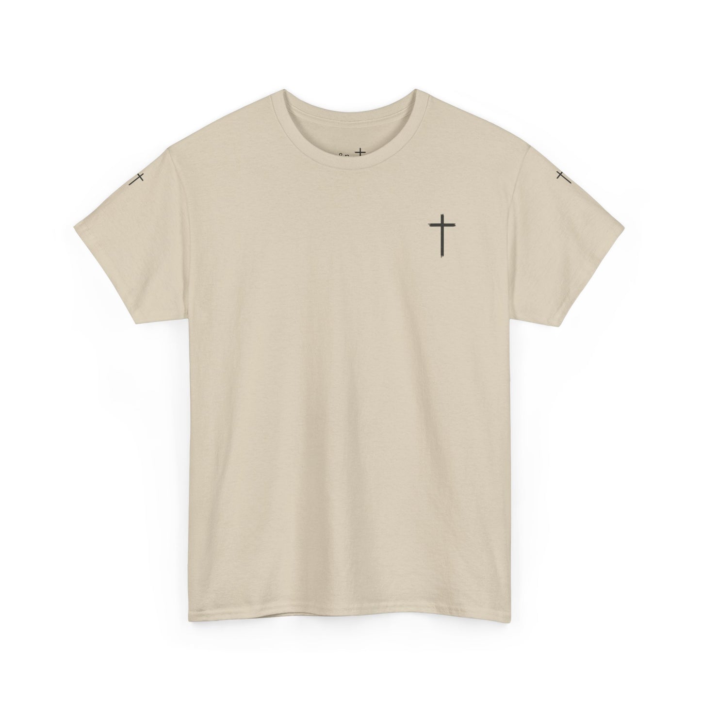 Unisex Heavy Cotton Tee - Minimalist Cross Design