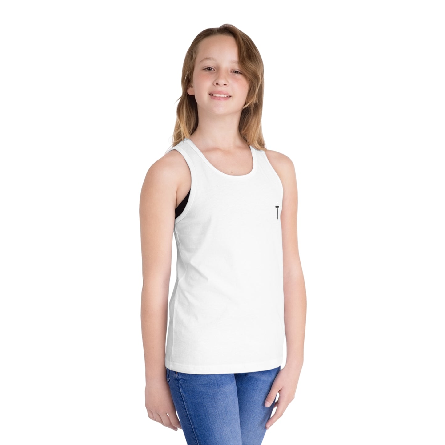 Kids' Jersey Tank Top with Minimalist Cross Design - Perfect for Summer Activities