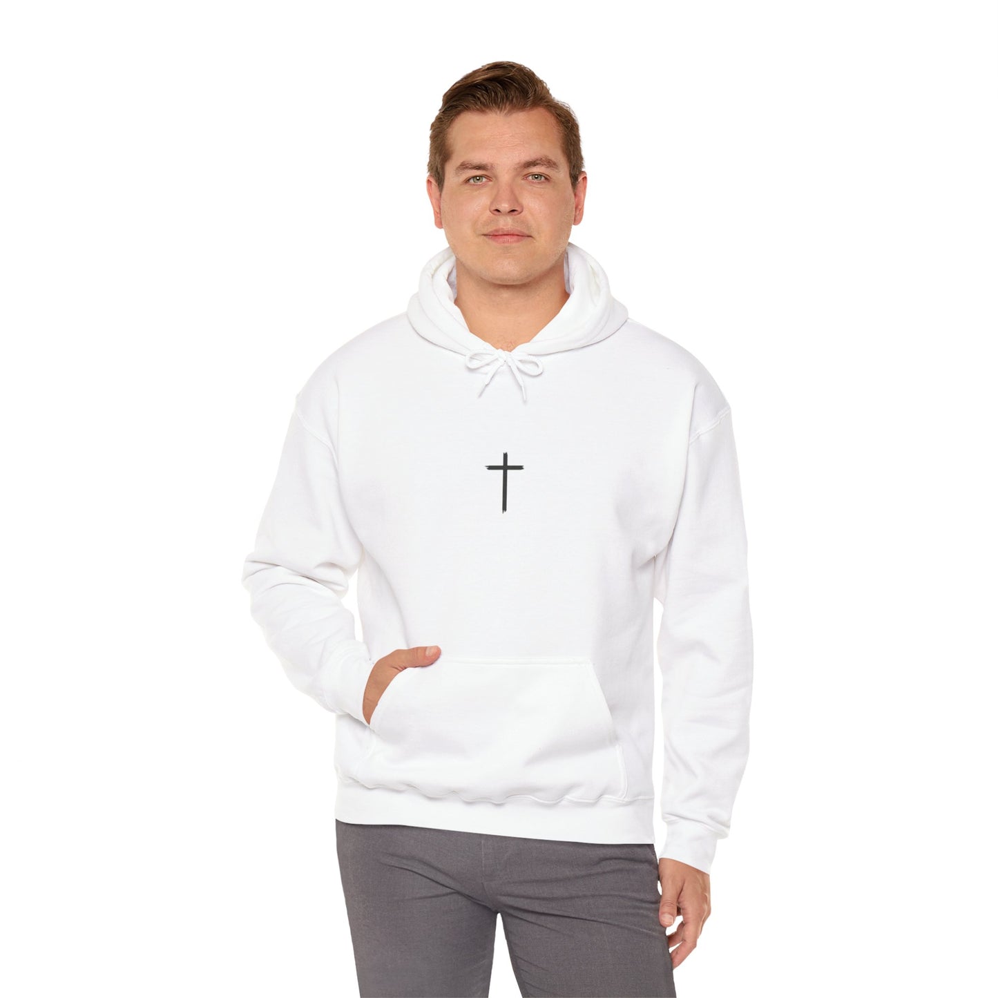 Faith-Inspired Unisex Heavy Blend™ Hooded Sweatshirt - 'He Died So We Can Live'