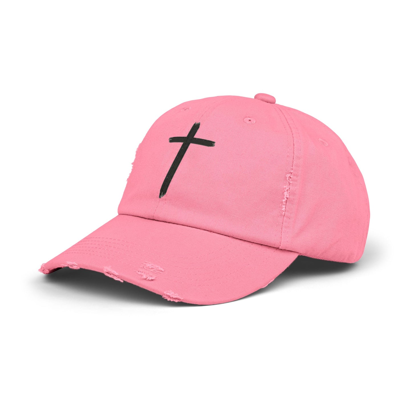 Unisex Distressed Cap with Cross Design - Faith-Inspired Fashion Accessory