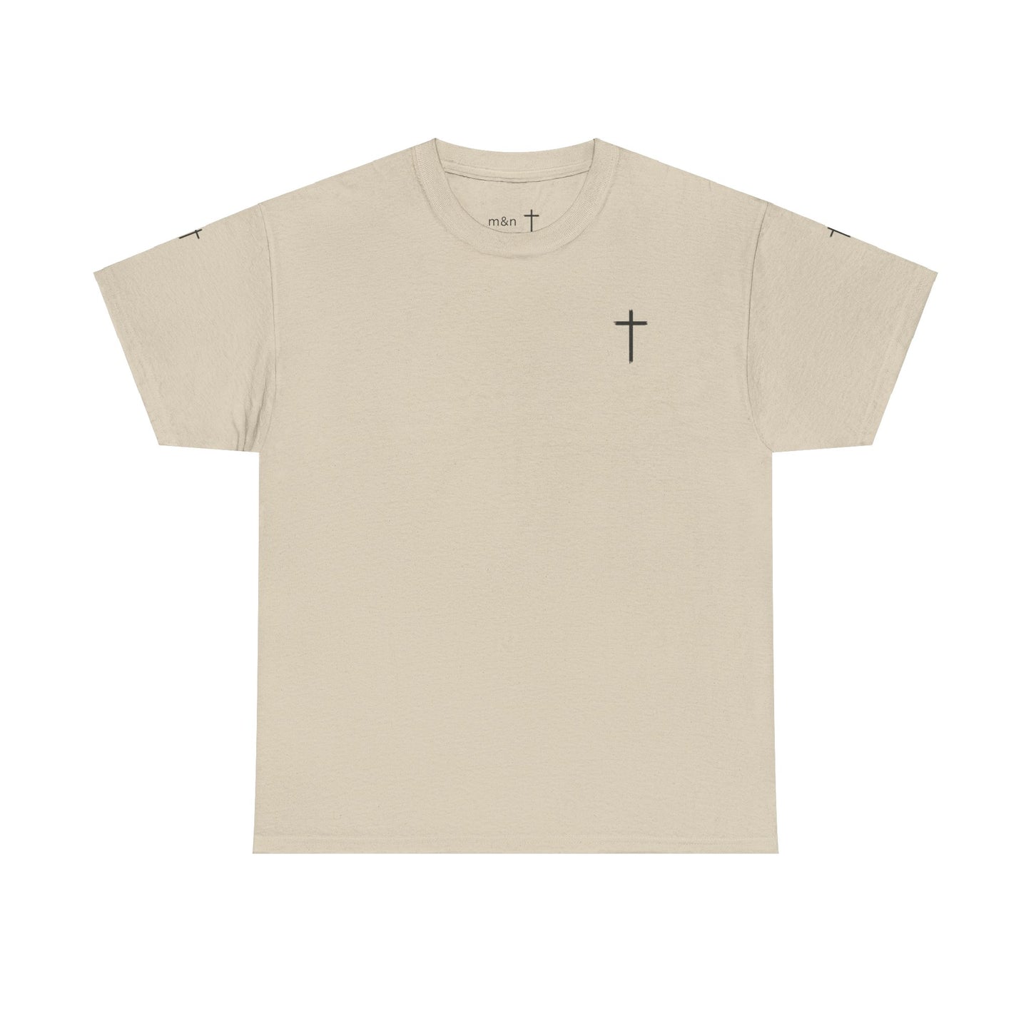 Unisex Heavy Cotton Tee - Minimalist Cross Design