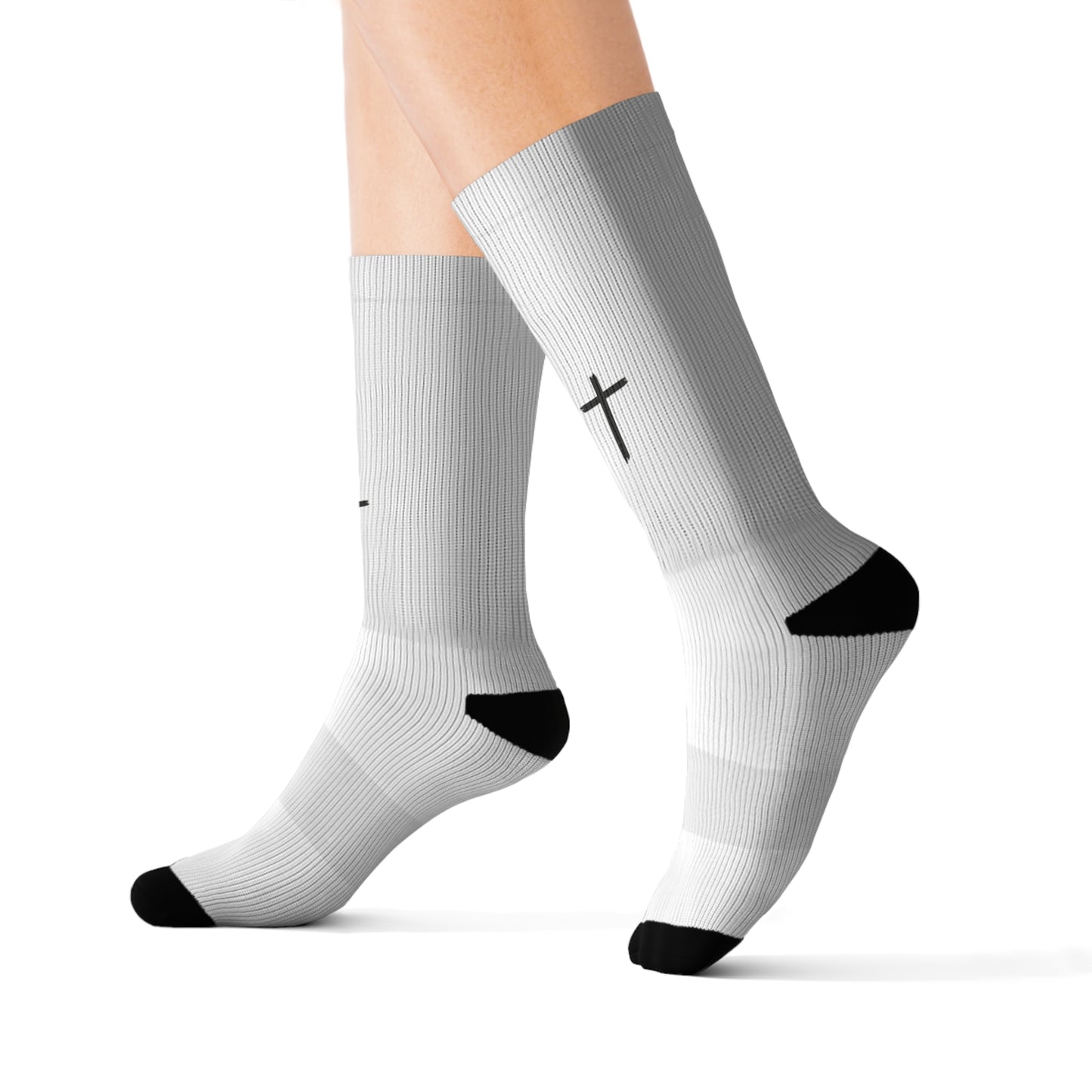 Inspirational Sublimation Socks with Cross Design - Perfect for Faith-Based Gifting and Everyday Wear