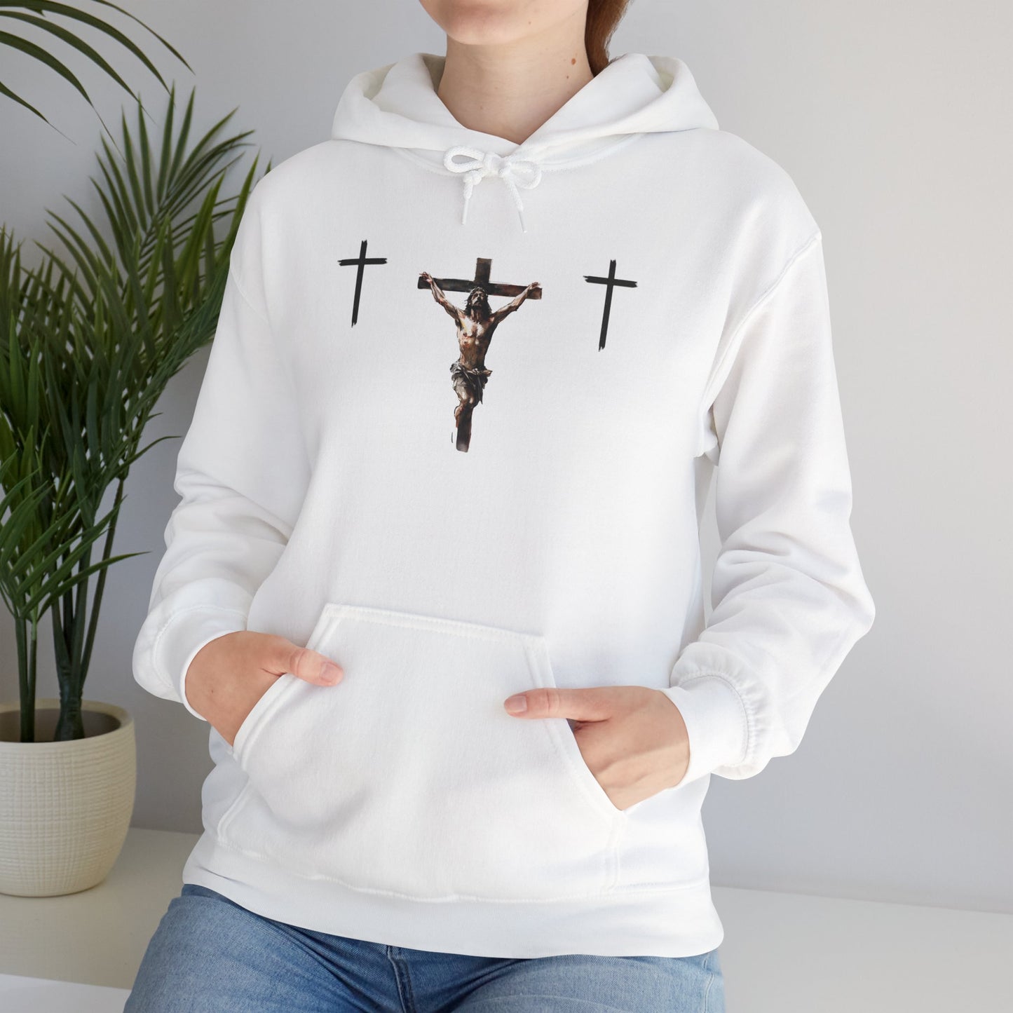 Faith Inspired Unisex Heavy Blend Hooded Sweatshirt with Cross Design