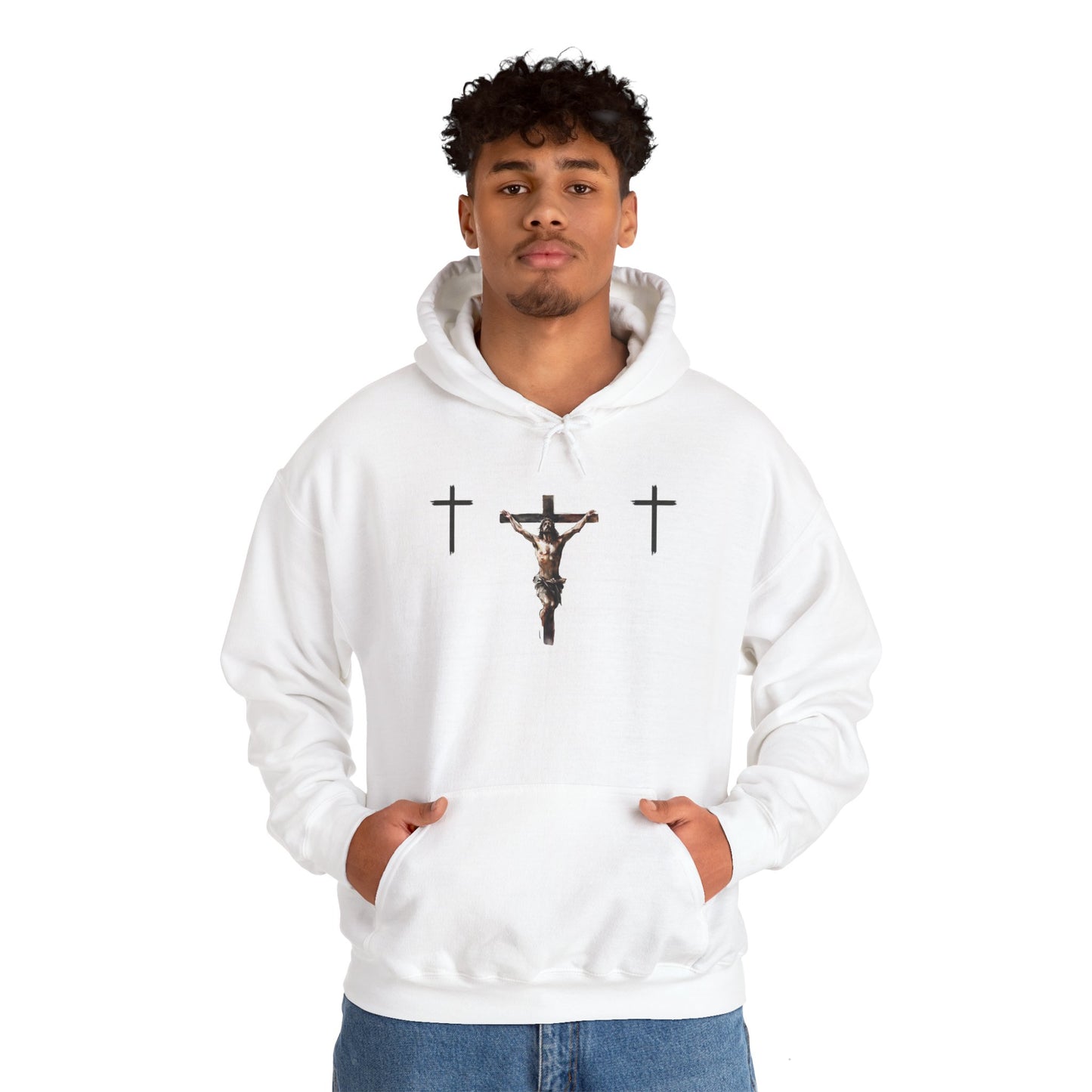 Faith Inspired Unisex Heavy Blend Hooded Sweatshirt with Cross Design