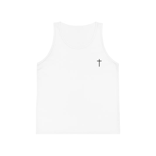 Kids' Jersey Tank Top with Minimalist Cross Design - Perfect for Summer Activities