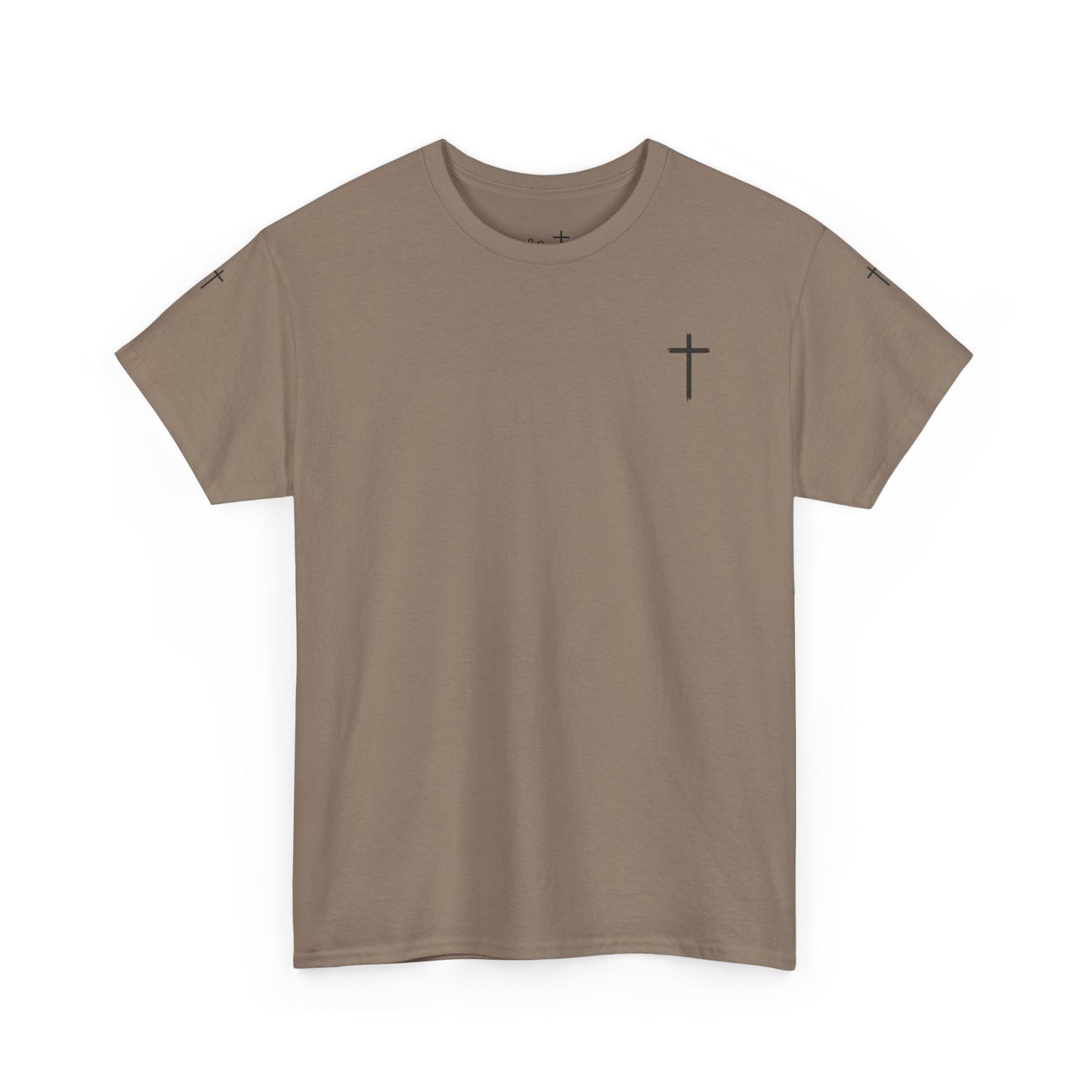 Unisex Heavy Cotton Tee - Minimalist Cross Design