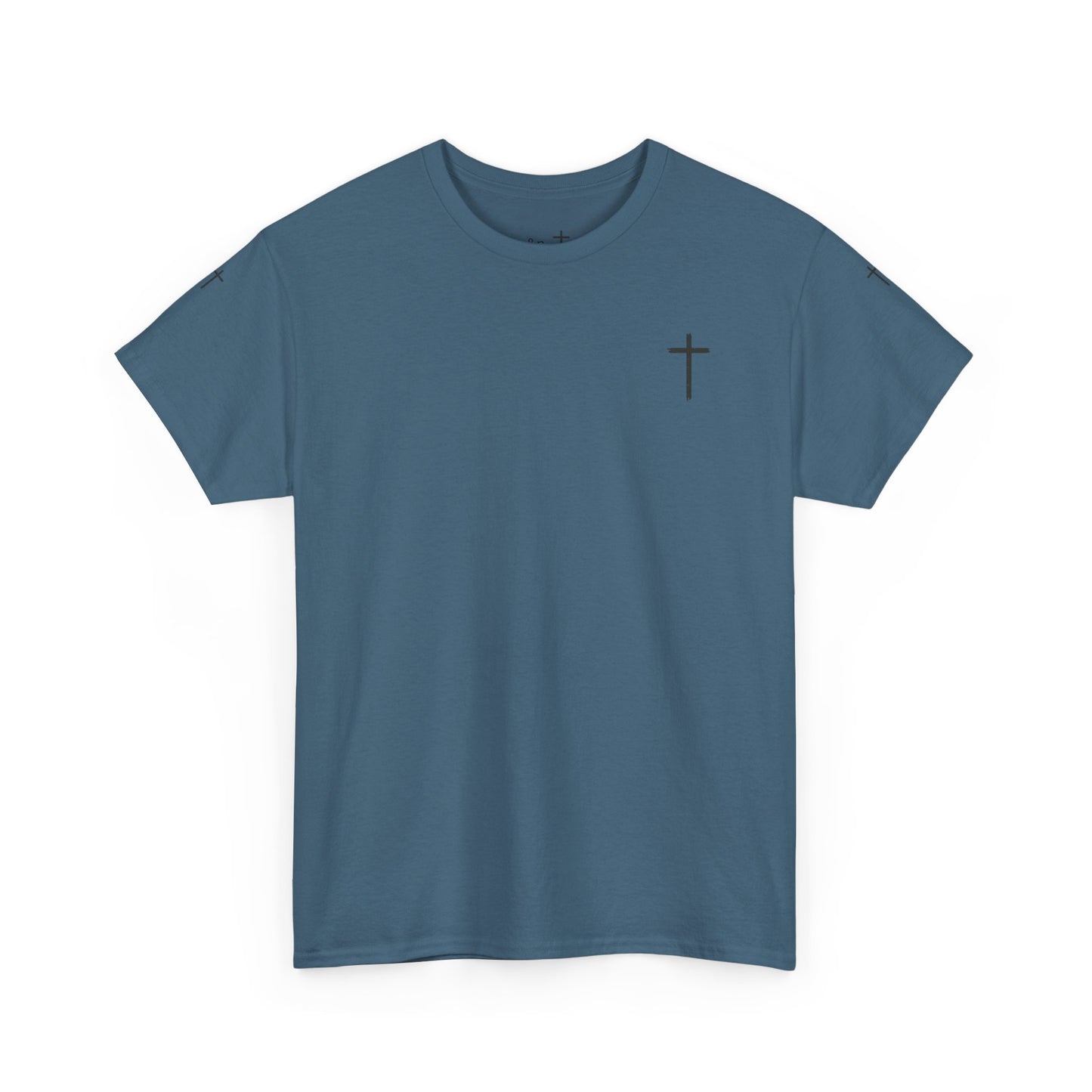 Unisex Heavy Cotton Tee - Minimalist Cross Design