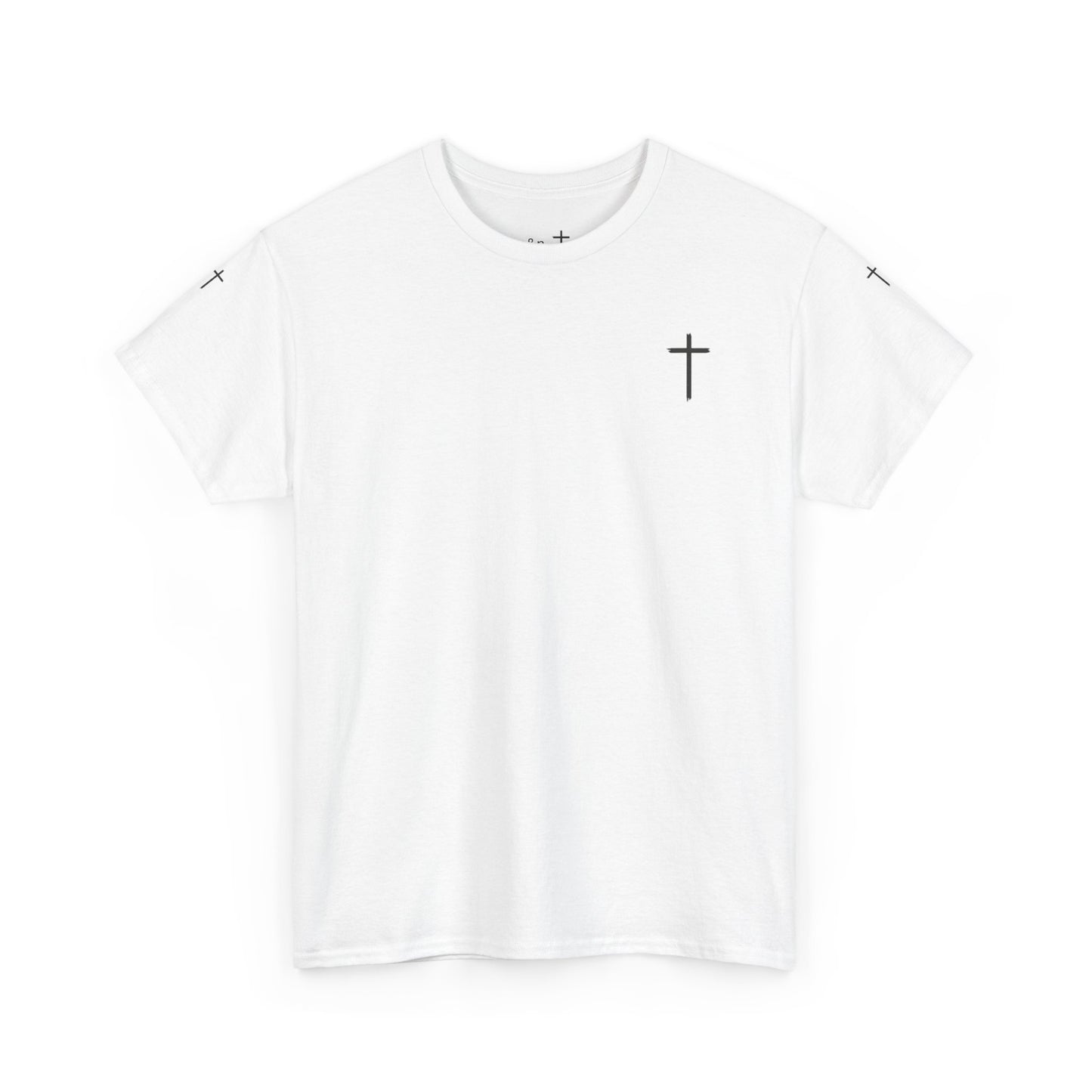 Unisex Heavy Cotton Tee - Minimalist Cross Design